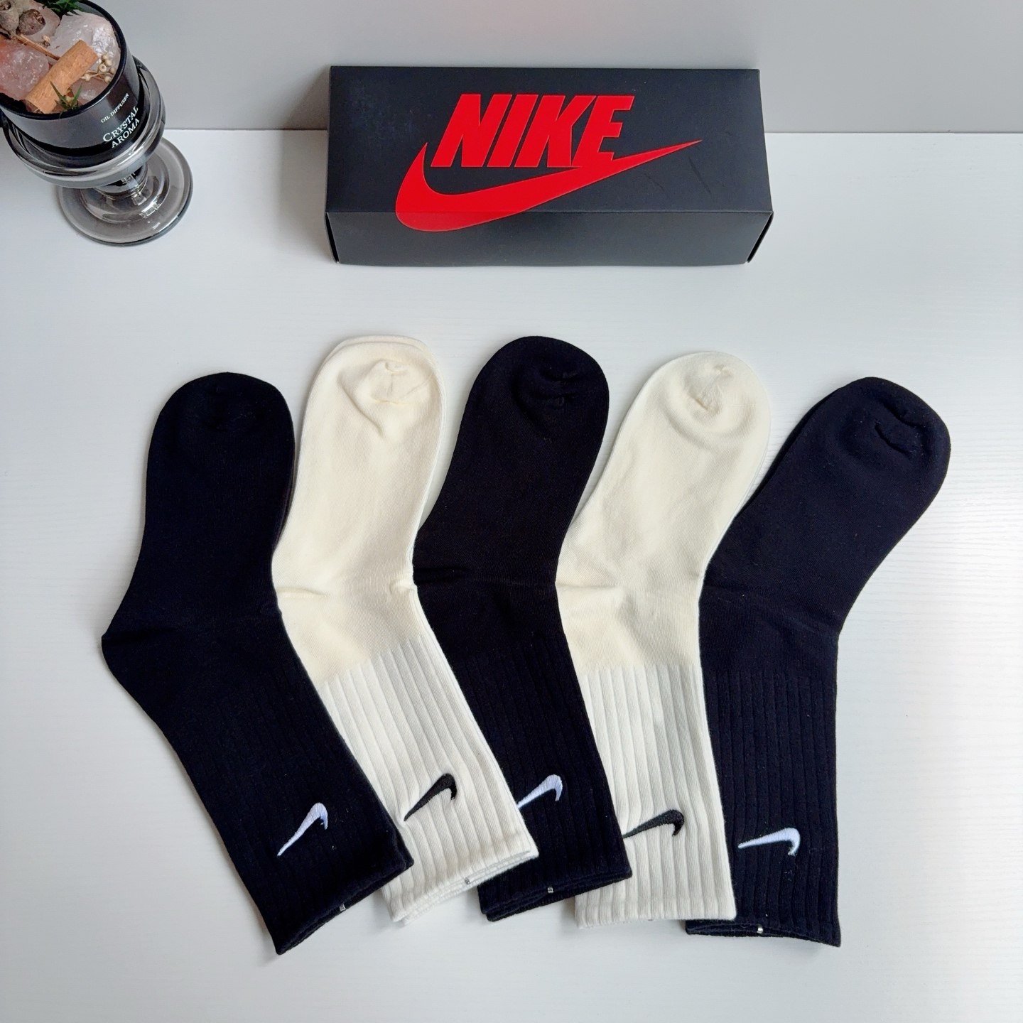 配包装（一盒5双） 新款 Nike/耐克 高版本刺绣长筒袜 超柔软面料 专柜同步男女款袜子 抗菌防臭吸汗透气百搭款！