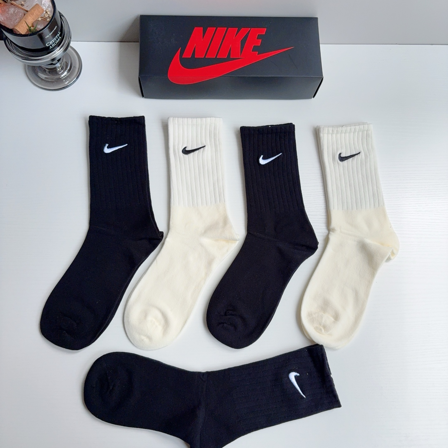 配包装（一盒5双） 新款 Nike/耐克 高版本刺绣长筒袜 超柔软面料 专柜同步男女款袜子 抗菌防臭吸汗透气百搭款！