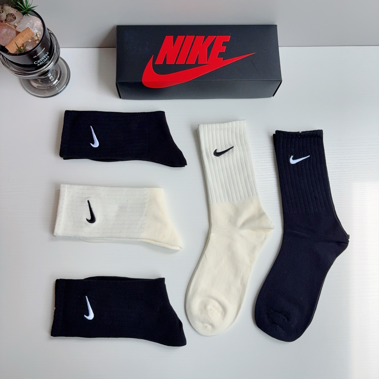 配包装（一盒5双） 新款 Nike/耐克 高版本刺绣长筒袜 超柔软面料 专柜同步男女款袜子 抗菌防臭吸汗透气百搭款！