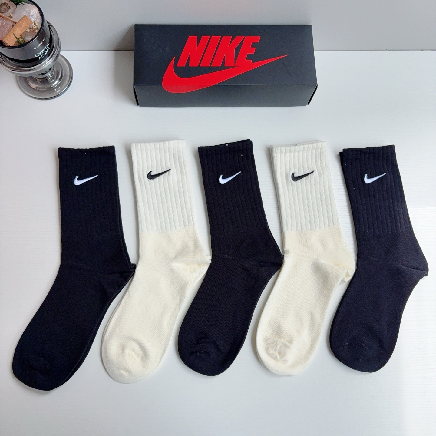 配包装（一盒5双） 新款 Nike/耐克 高版本刺绣长筒袜 超柔软面料 专柜同步男女款袜子 抗菌防臭吸汗透气百搭款！