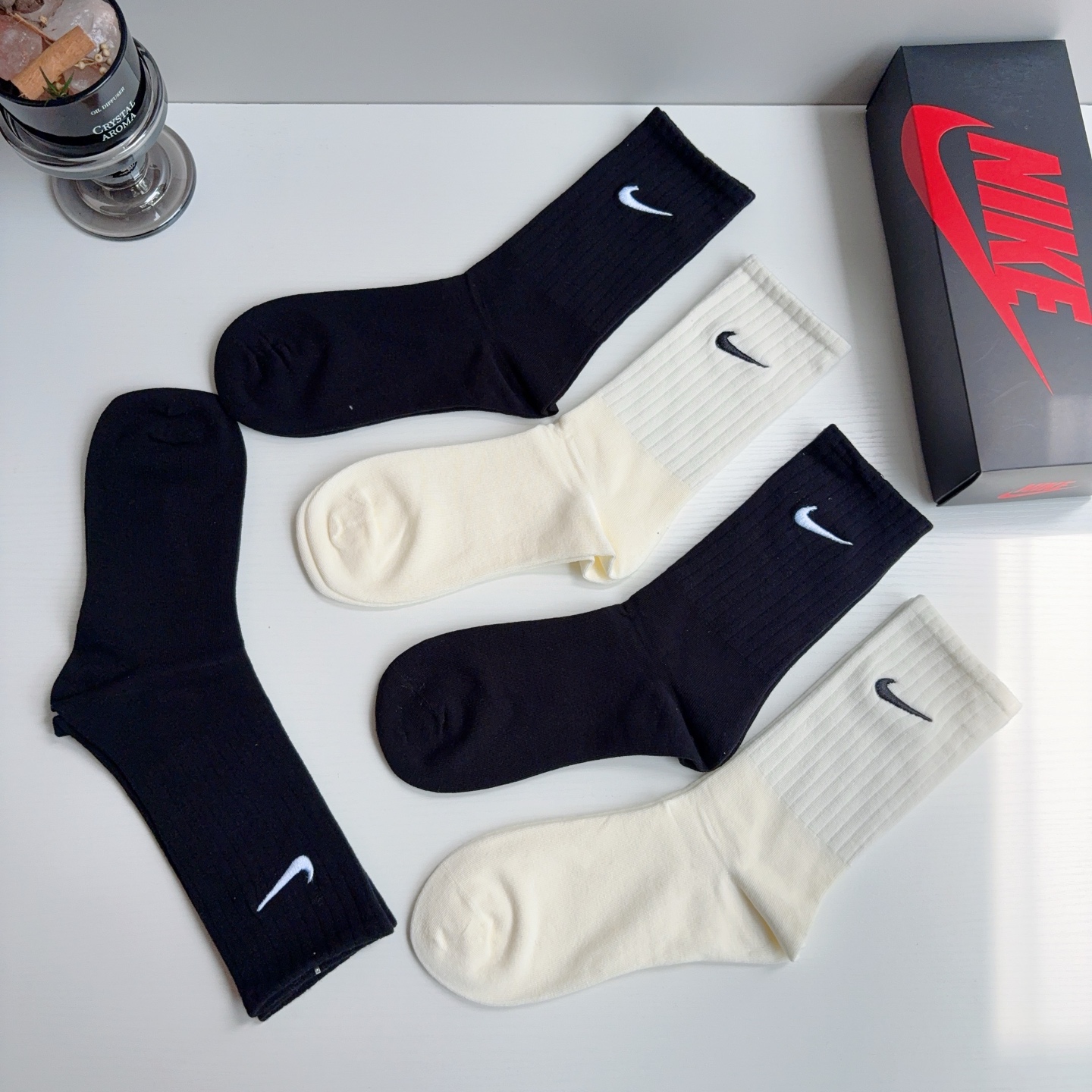 配包装（一盒5双） 新款 Nike/耐克 高版本刺绣长筒袜 超柔软面料 专柜同步男女款袜子 抗菌防臭吸汗透气百搭款！