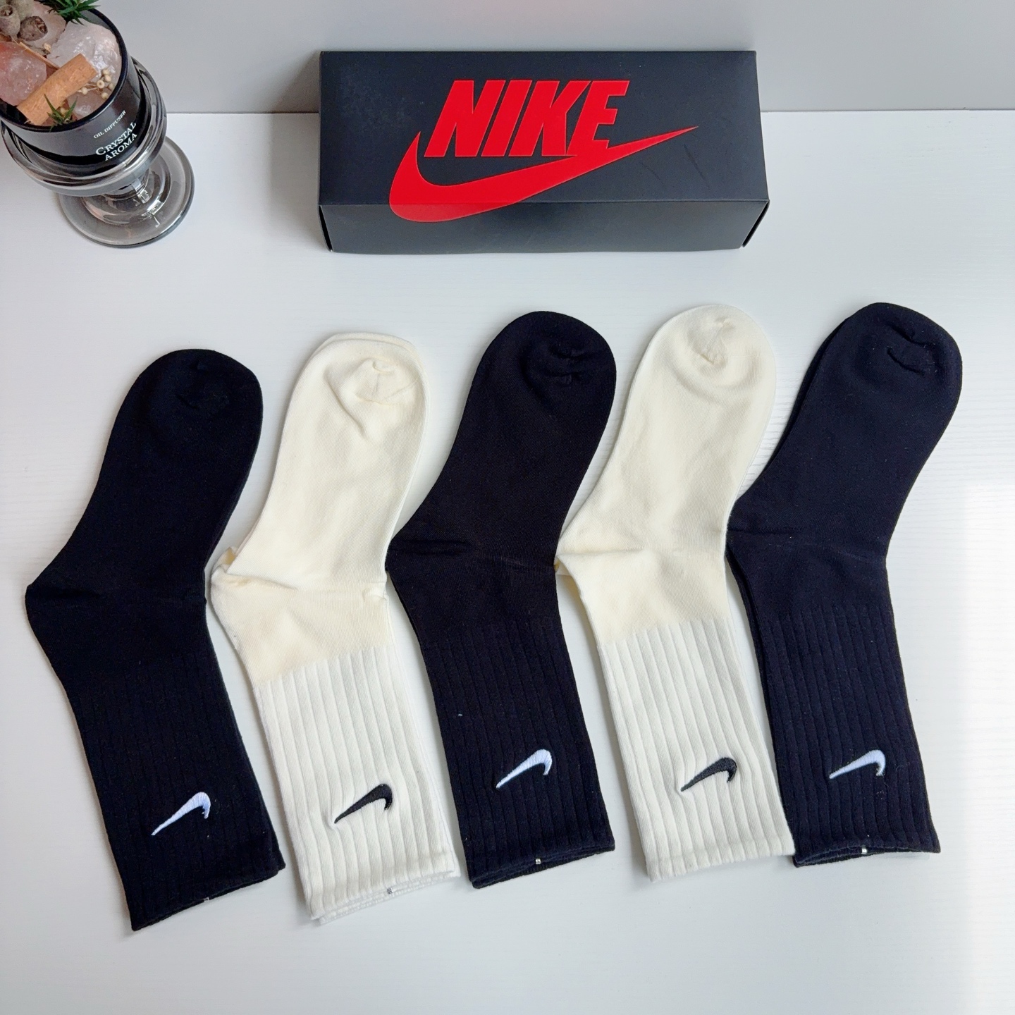 配包装（一盒5双） 新款 Nike/耐克 高版本刺绣长筒袜 超柔软面料 专柜同步男女款袜子 抗菌防臭吸汗透气百搭款！