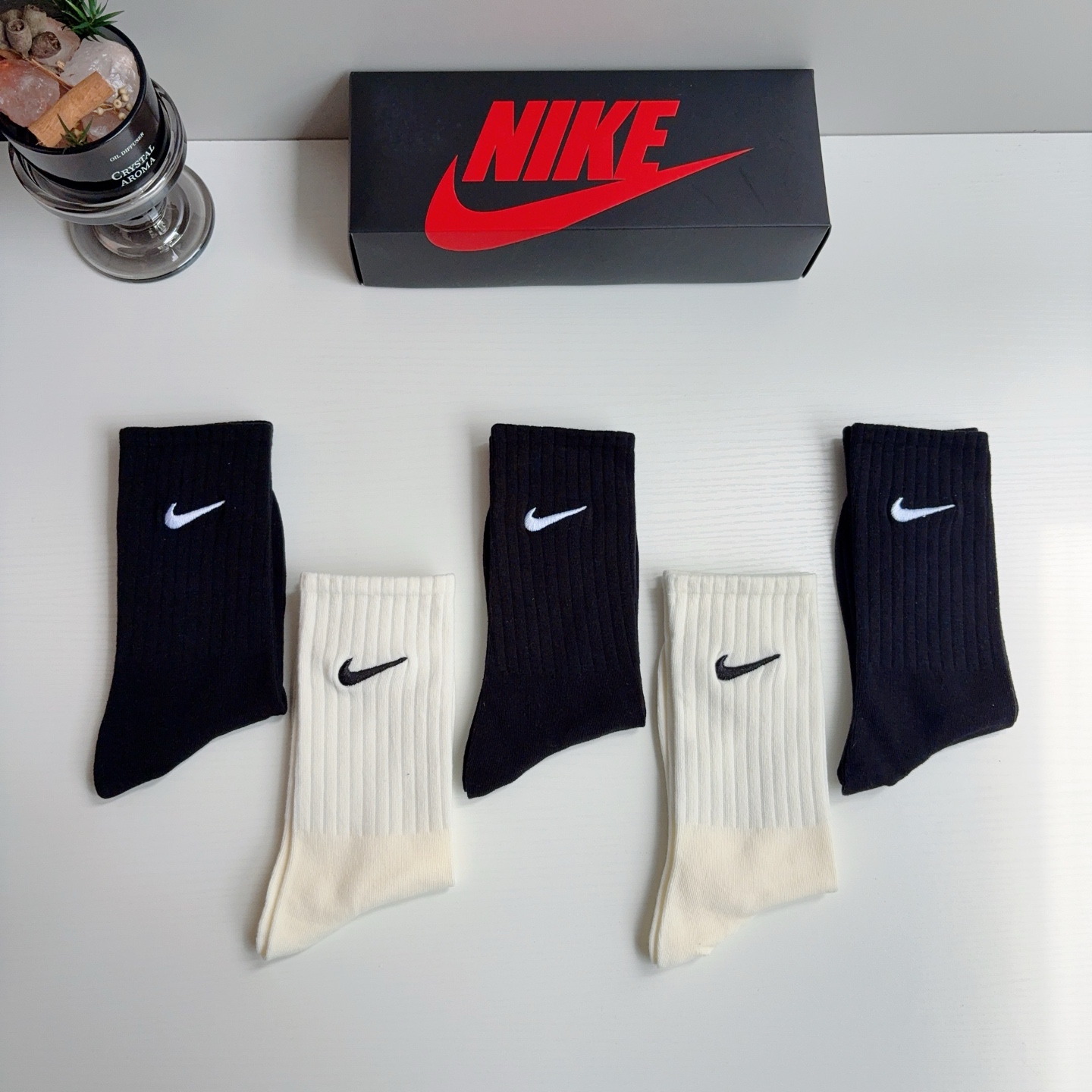 配包装（一盒5双） 新款 Nike/耐克 高版本刺绣长筒袜 超柔软面料 专柜同步男女款袜子 抗菌防臭吸汗透气百搭款！