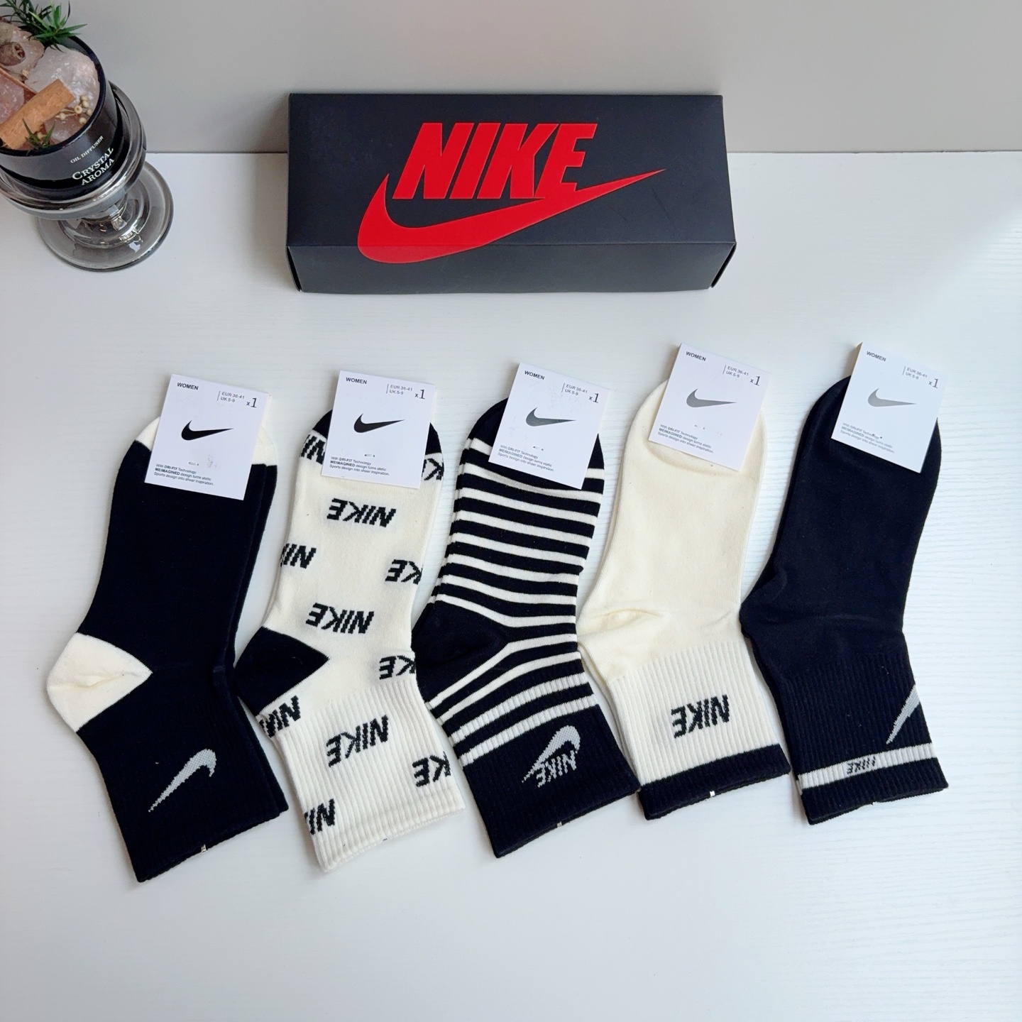 配包装（一盒5双） 新款 Nike/耐克 新款中筒纯棉袜子 高品质抗菌防臭吸汗透气[得意][得意]