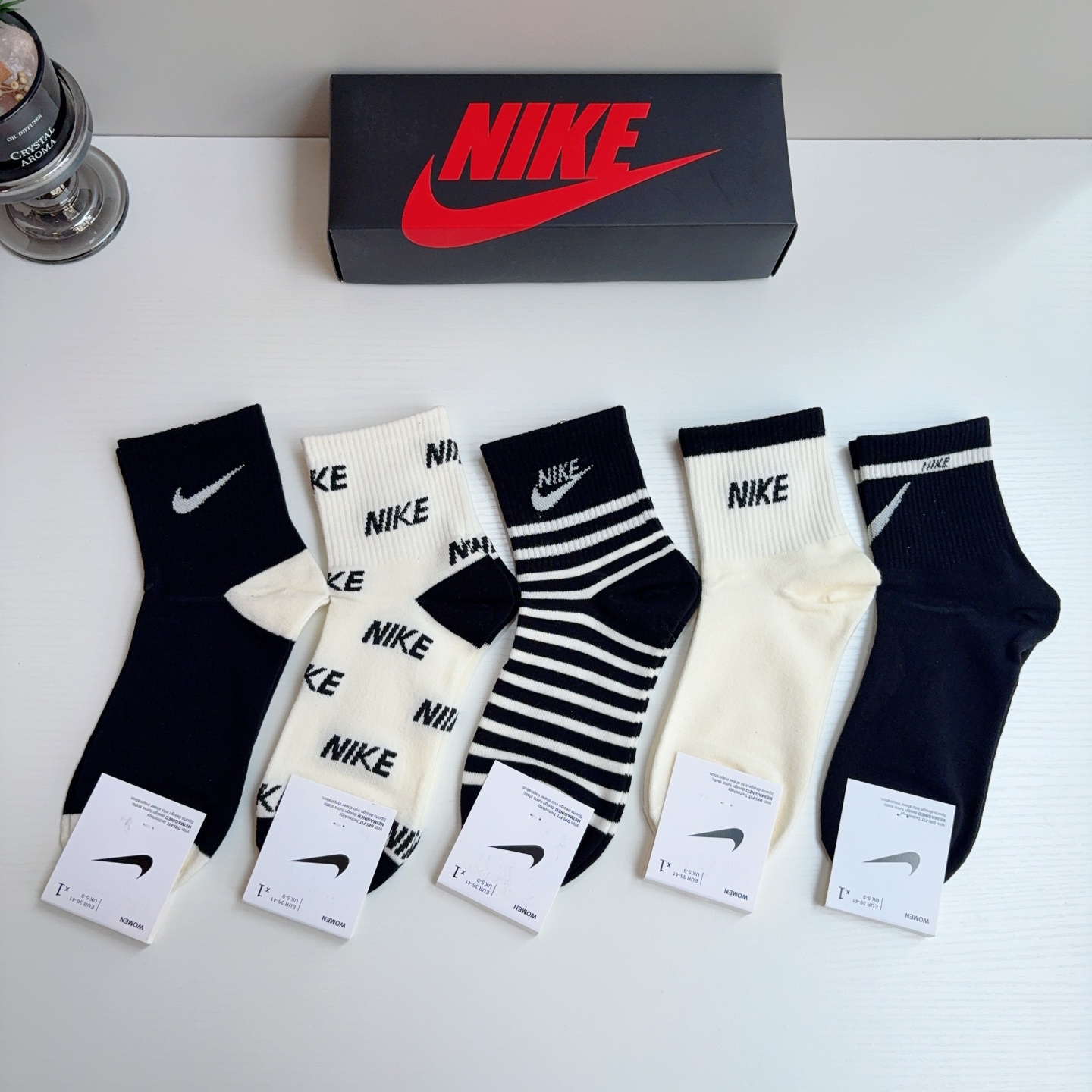 配包装（一盒5双） 新款 Nike/耐克 新款中筒纯棉袜子 高品质抗菌防臭吸汗透气[得意][得意]