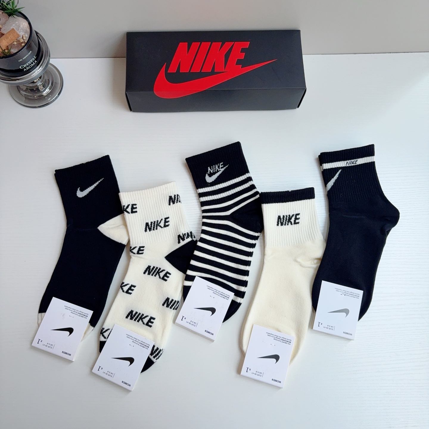 配包装（一盒5双） 新款 Nike/耐克 新款中筒纯棉袜子 高品质抗菌防臭吸汗透气[得意][得意]
