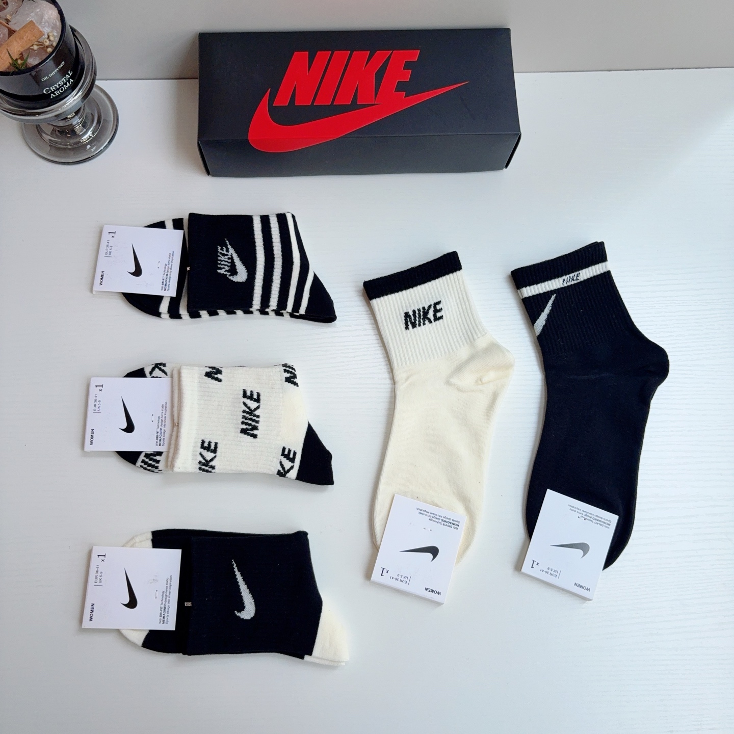 配包装（一盒5双） 新款 Nike/耐克 新款中筒纯棉袜子 高品质抗菌防臭吸汗透气[得意][得意]