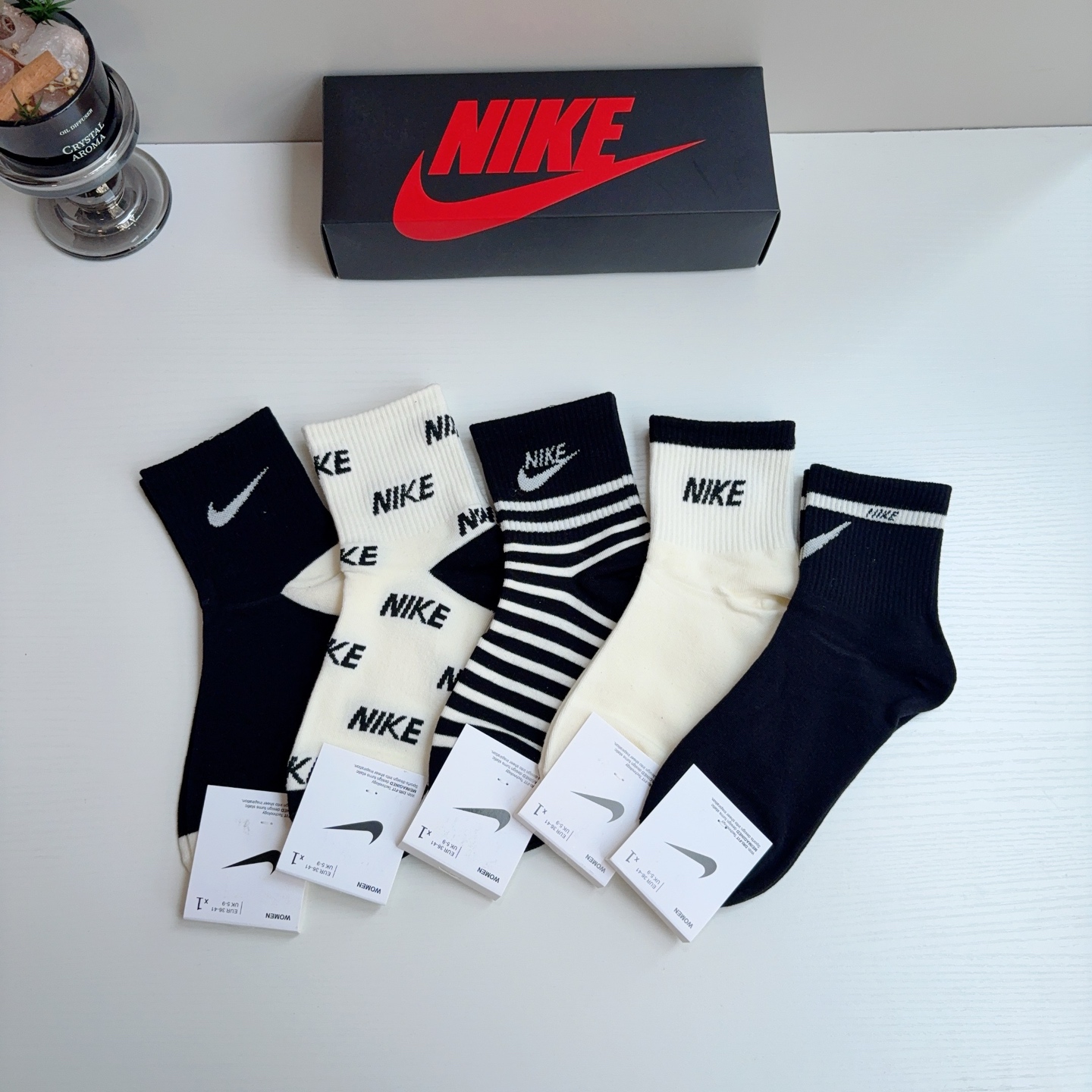 配包装（一盒5双） 新款 Nike/耐克 新款中筒纯棉袜子 高品质抗菌防臭吸汗透气[得意][得意]