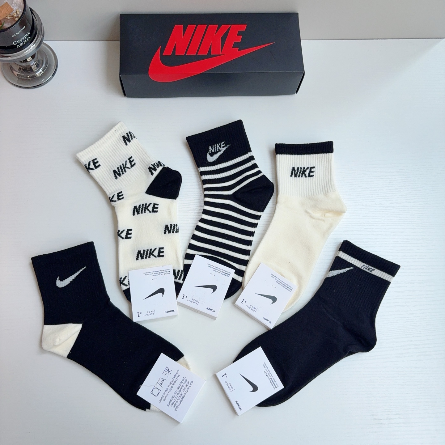 配包装（一盒5双） 新款 Nike/耐克 新款中筒纯棉袜子 高品质抗菌防臭吸汗透气[得意][得意]