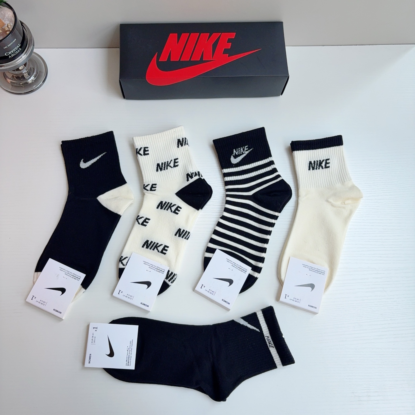 配包装（一盒5双） 新款 Nike/耐克 新款中筒纯棉袜子 高品质抗菌防臭吸汗透气[得意][得意]