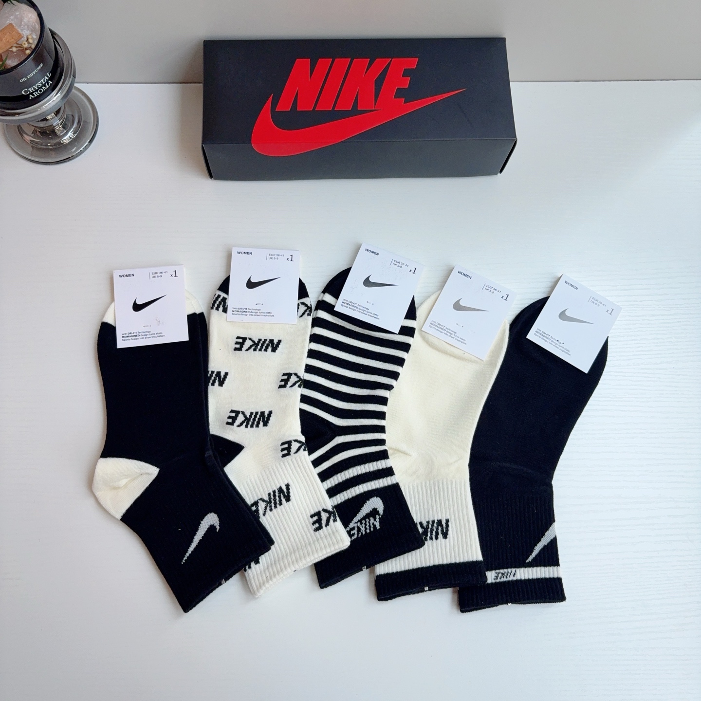配包装（一盒5双） 新款 Nike/耐克 新款中筒纯棉袜子 高品质抗菌防臭吸汗透气[得意][得意]