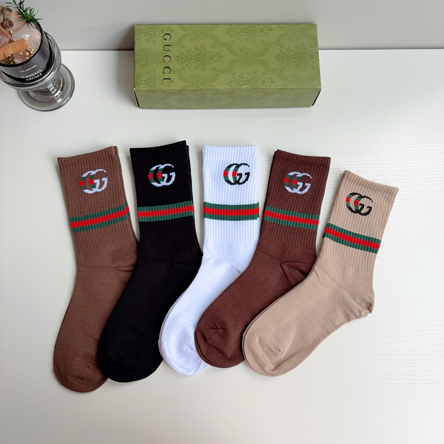 配包装（一盒5双）  Gucci 古奇 ins超火爆长筒袜，纯棉面料，潮人必备 ，经典双G字母，个性时尚百搭款！