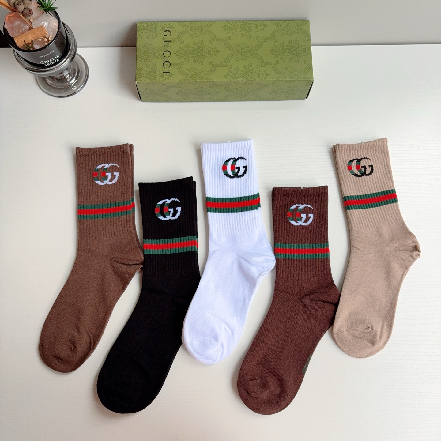 配包装（一盒5双）  Gucci 古奇 ins超火爆长筒袜，纯棉面料，潮人必备 ，经典双G字母，个性时尚百搭款！