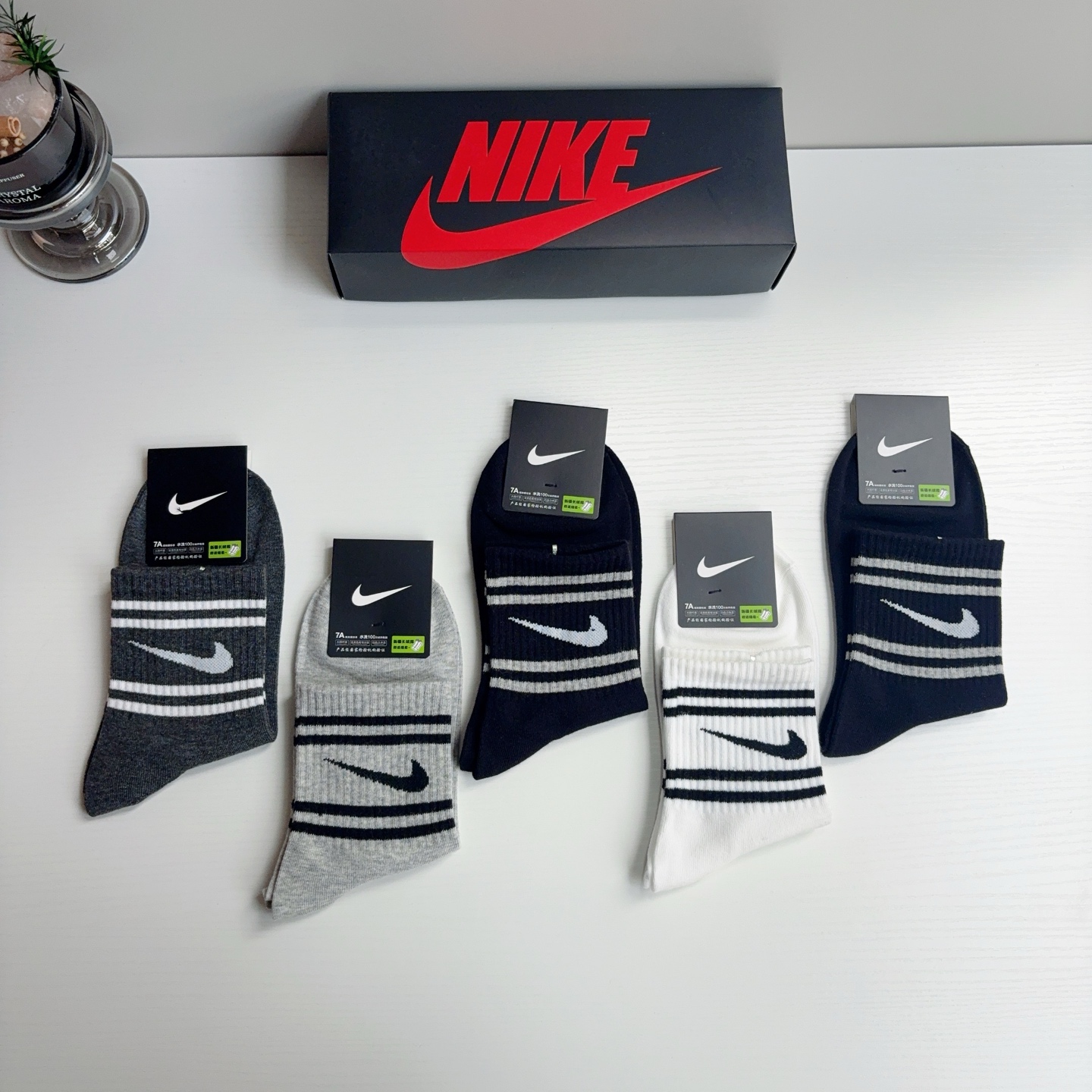 配包装（一盒5双） 新款 Nike/耐克 男士中筒袜子 超柔软面料 抗菌防臭吸汗透气百搭款！