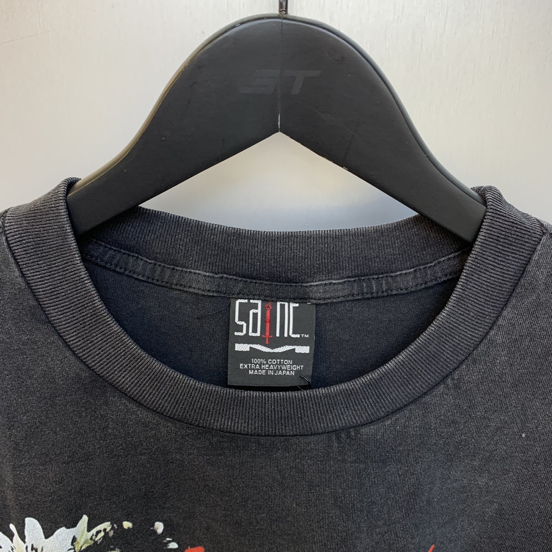 Saint Michael Retro Street Dress: Vintage Black Short Sleeve T-Shirts in Multiple Sizes - 图片 3