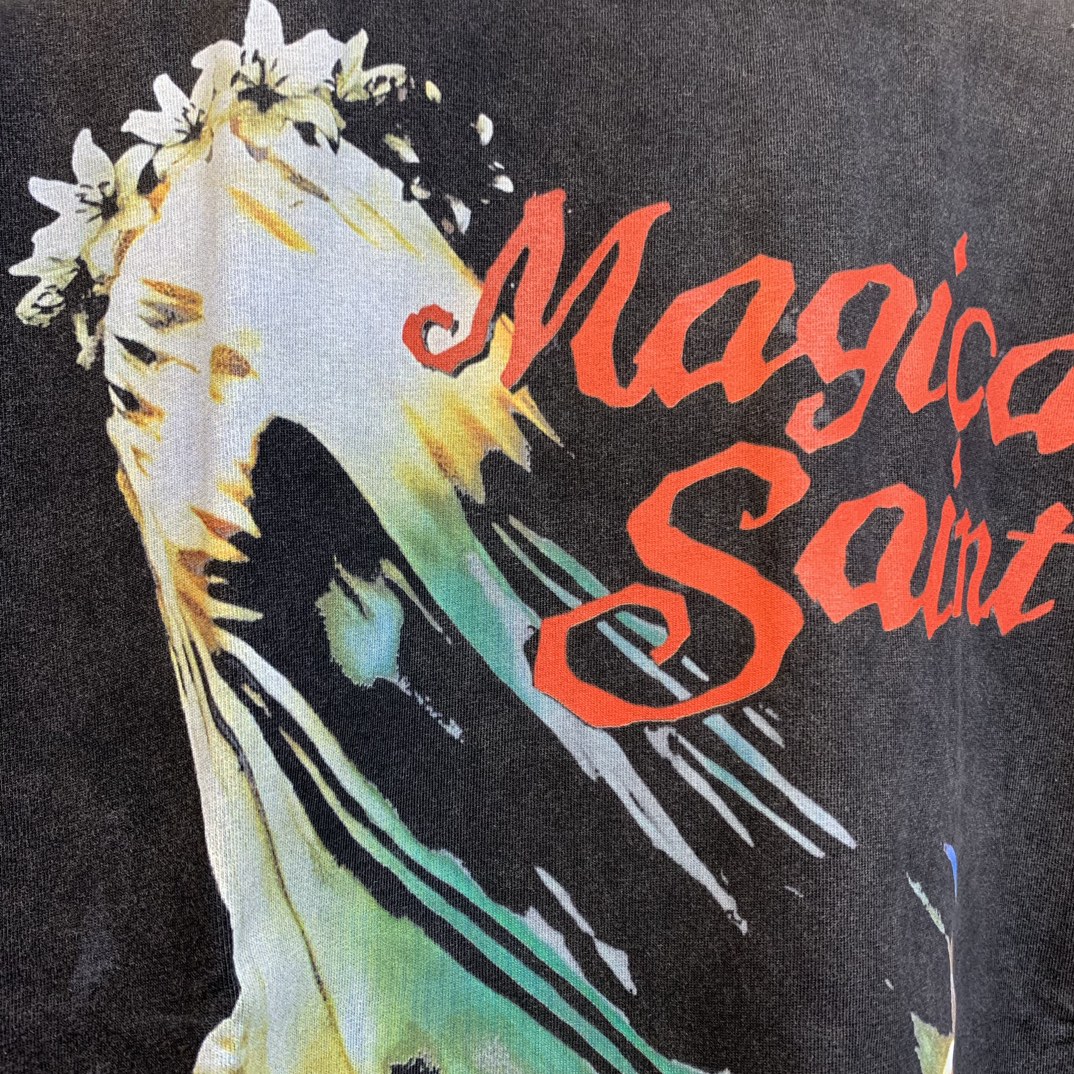 Saint Michael Retro Street Dress: Vintage Black Short Sleeve T-Shirts in Multiple Sizes - 图片 5