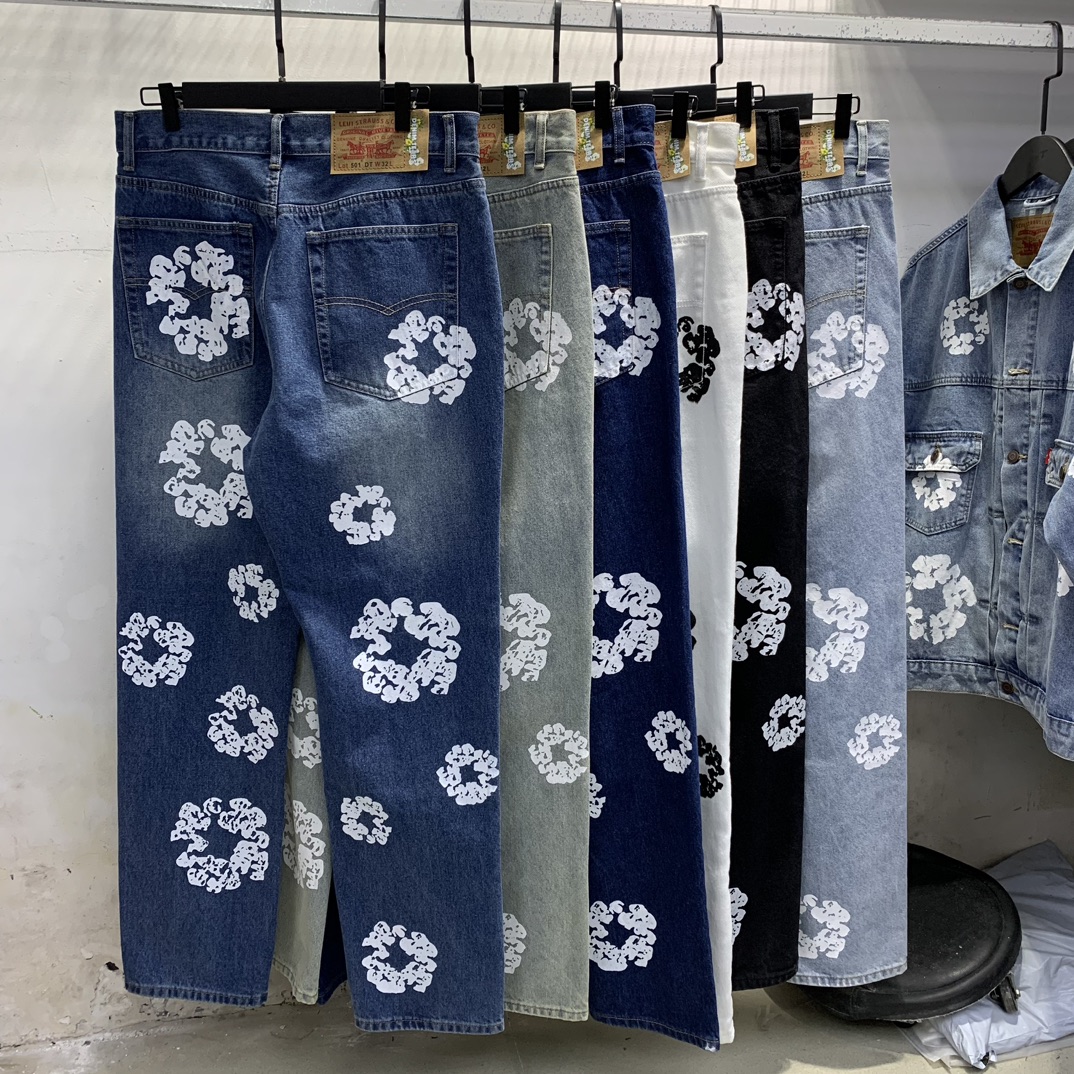 “LDB D107# Denim Tears: High-Quality Wooded Cotton Jeans, 6 Colors, Sizes 30-36” - 图片 2