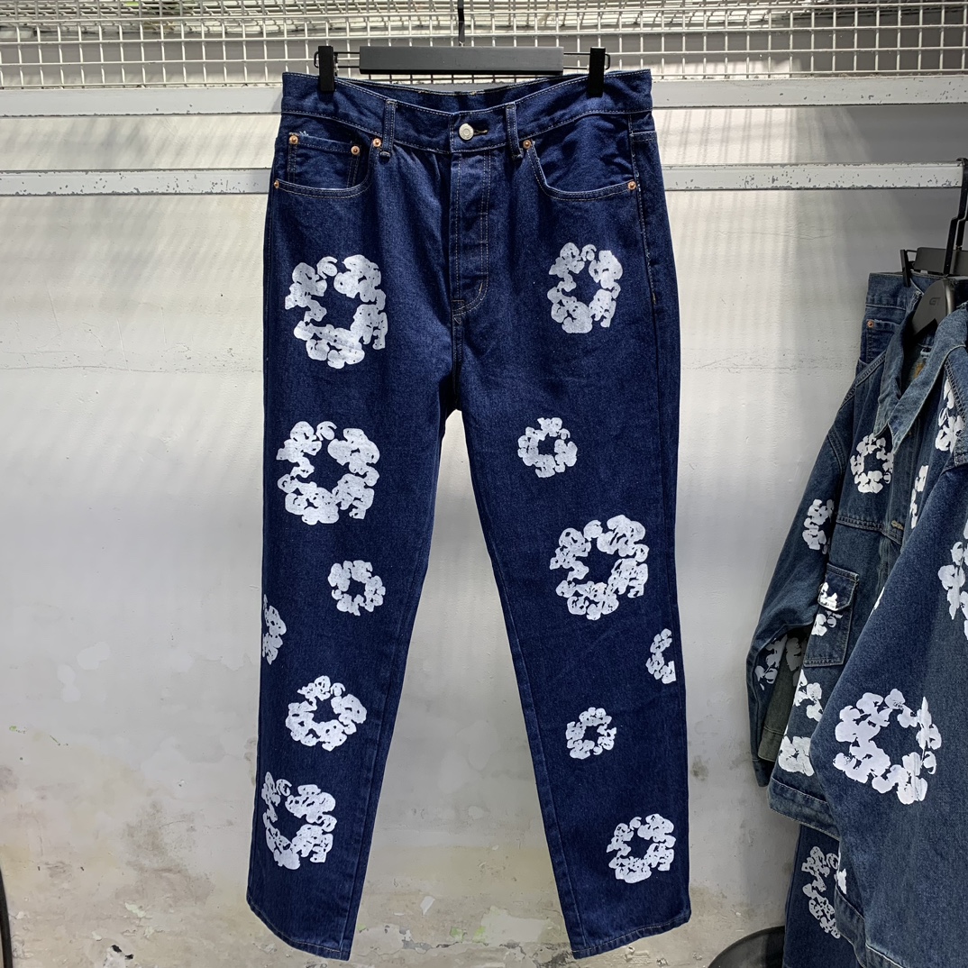 “LDB D107# Denim Tears: High-Quality Wooded Cotton Jeans, 6 Colors, Sizes 30-36” - 图片 6