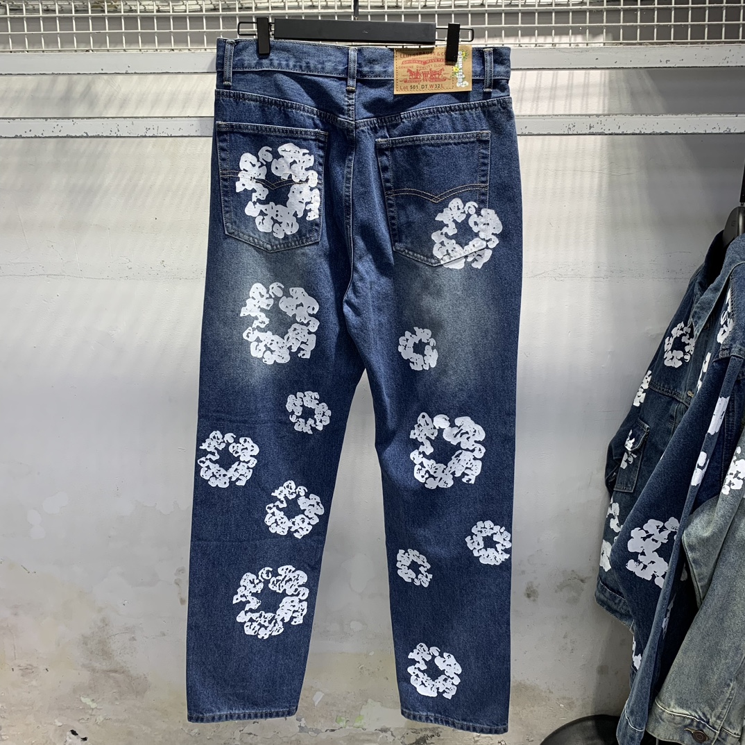 “LDB D107# Denim Tears: High-Quality Wooded Cotton Jeans, 6 Colors, Sizes 30-36” - 图片 4