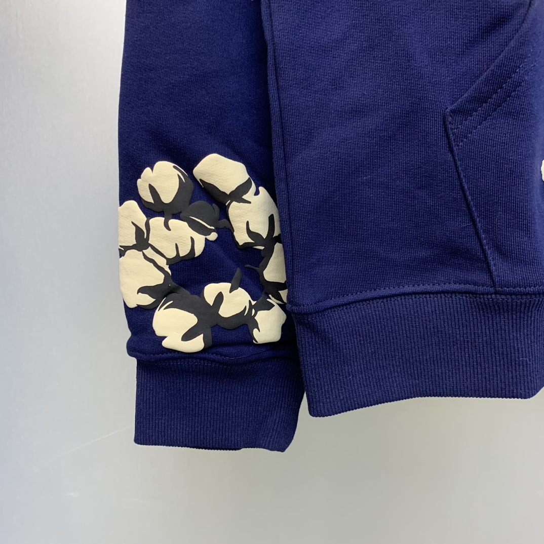 LDB D108 Cactus Denim Tears Wreath Hoodie: Cotton Coat in Black, Yellow, Navy. Sizes S-XL. - 图片 5