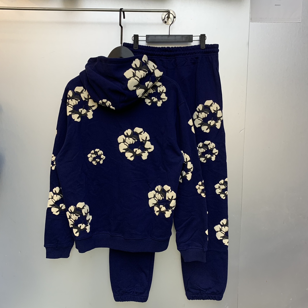 LDB D108 Cactus Denim Tears Wreath Hoodie: Cotton Coat in Black, Yellow, Navy. Sizes S-XL. - 图片 8