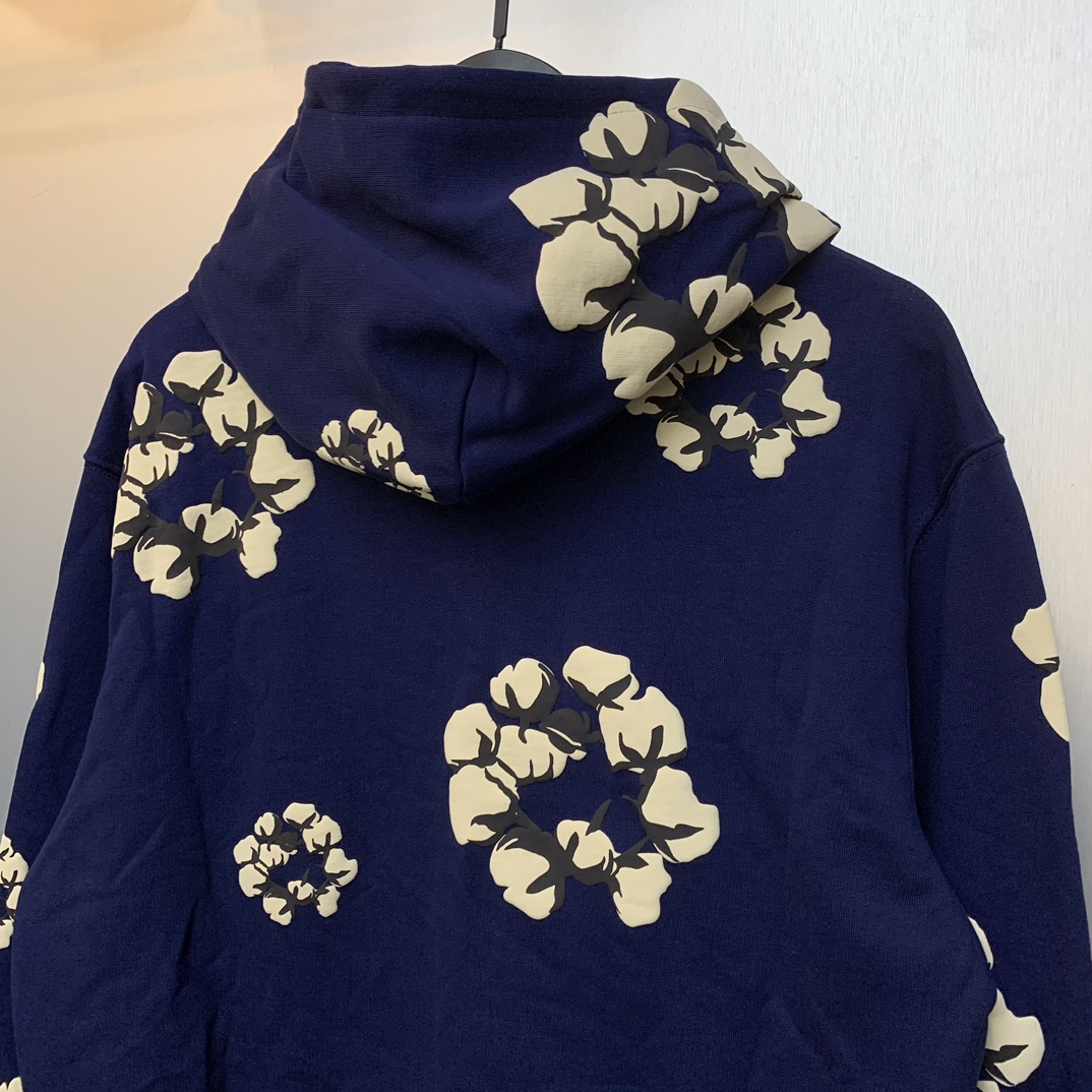 LDB D108 Cactus Denim Tears Wreath Hoodie: Cotton Coat in Black, Yellow, Navy. Sizes S-XL. - 图片 4