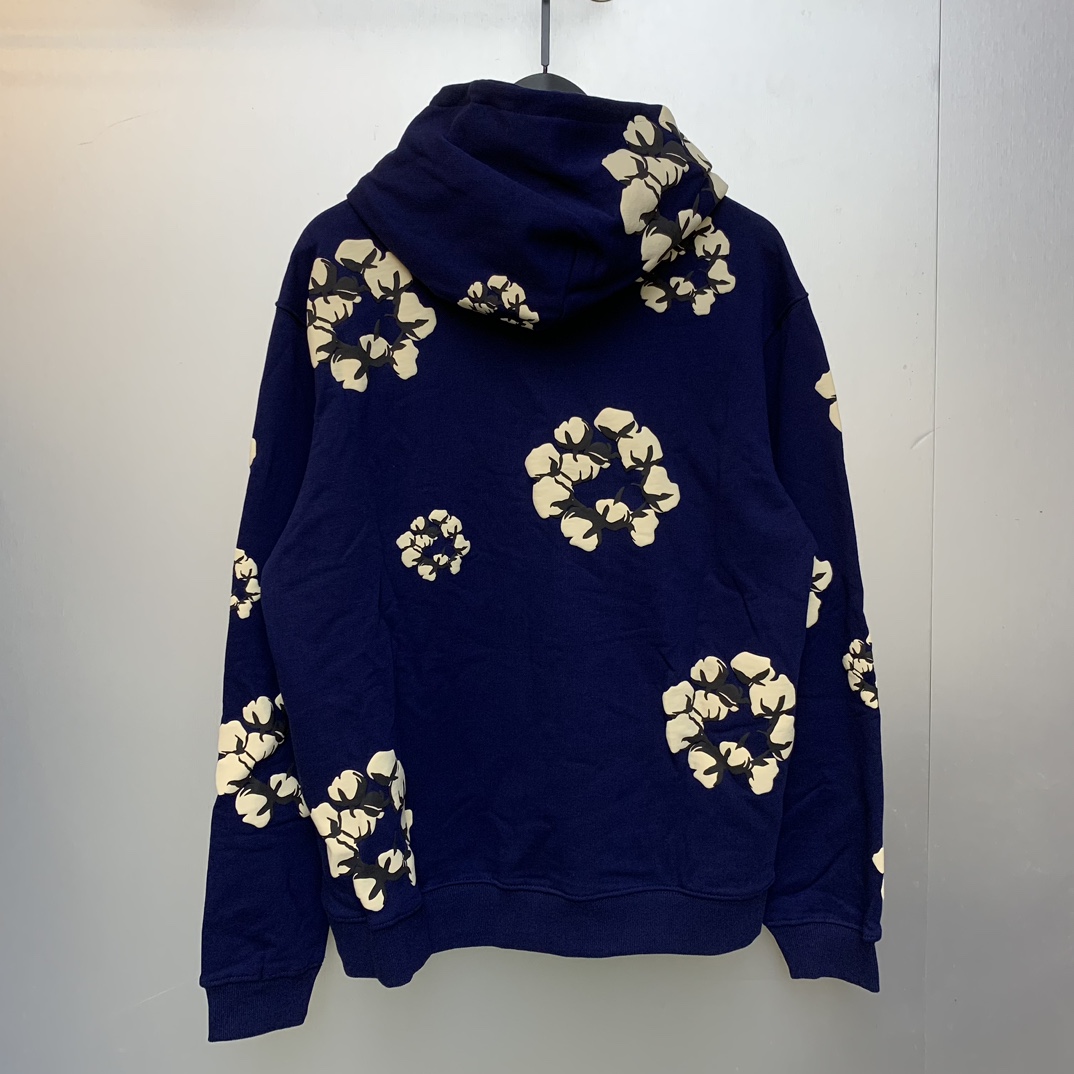 LDB D108 Cactus Denim Tears Wreath Hoodie: Cotton Coat in Black, Yellow, Navy. Sizes S-XL. - 图片 2