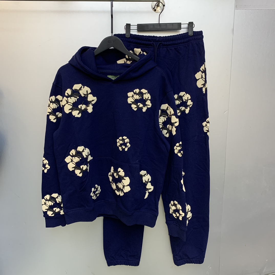 LDB D108 Cactus Denim Tears Wreath Hoodie: Cotton Coat in Black, Yellow, Navy. Sizes S-XL. - 图片 7