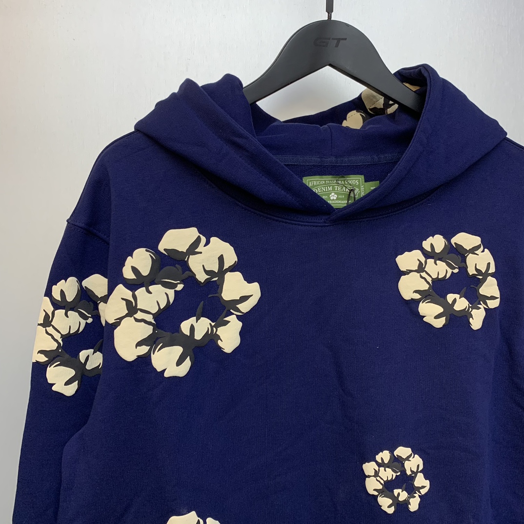 LDB D108 Cactus Denim Tears Wreath Hoodie: Cotton Coat in Black, Yellow, Navy. Sizes S-XL. - 图片 3