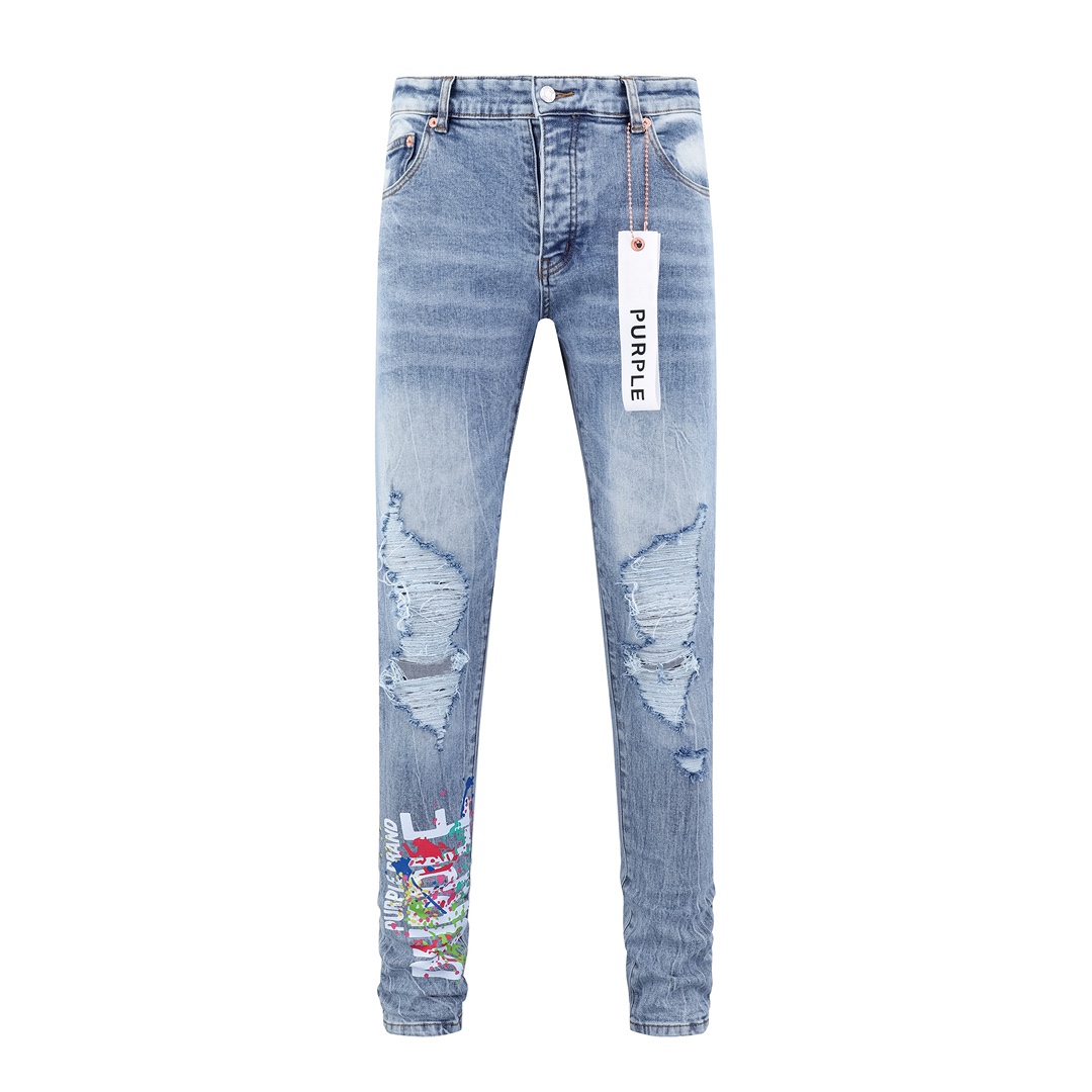 LDB PB126# PURPLE-BRAND High-End Ink Scratching Detail Jeans - 图片 2