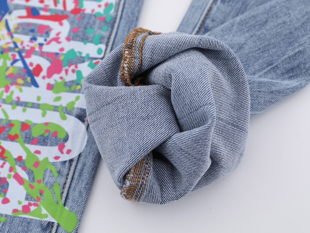 LDB PB126# PURPLE-BRAND High-End Ink Scratching Detail Jeans - 图片 6