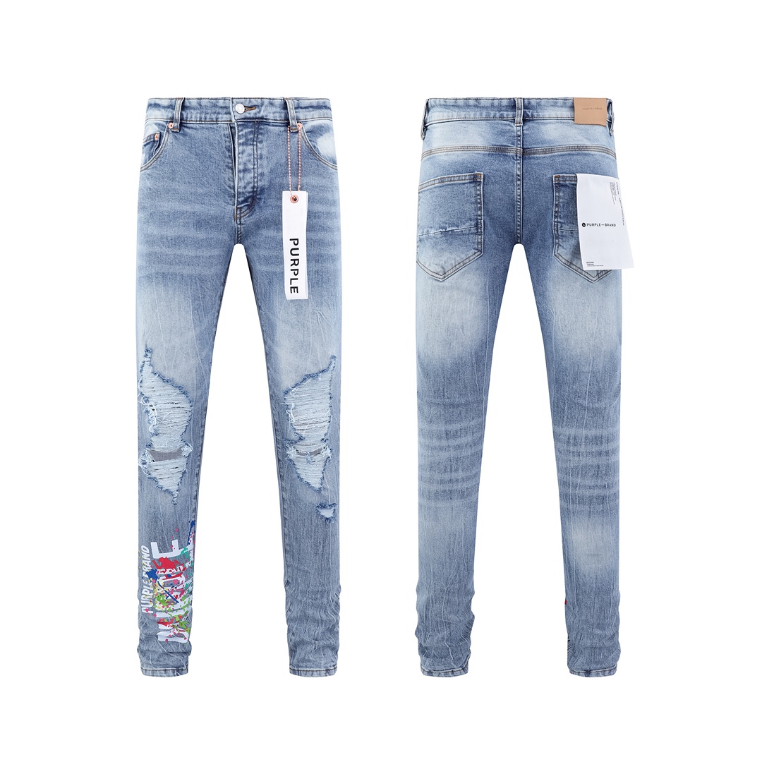 LDB PB126# PURPLE-BRAND High-End Ink Scratching Detail Jeans