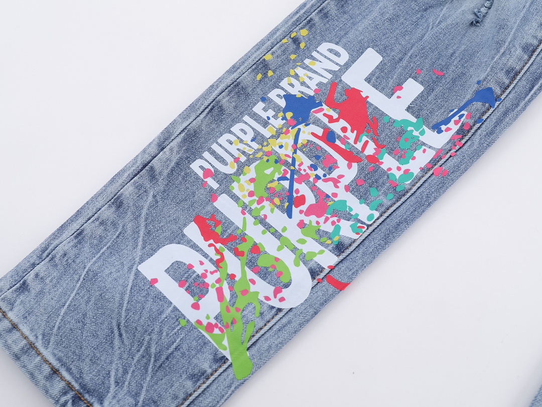 LDB PB126# PURPLE-BRAND High-End Ink Scratching Detail Jeans - 图片 4
