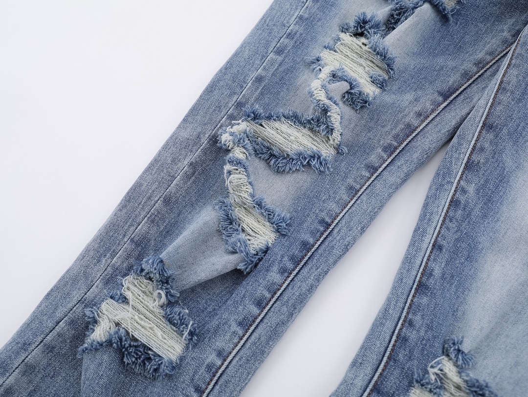 High-End PURPLE-BRAND Zipper-Cracked Jeans: Quality Stereo Cutting, Unique Detail, American Style. - 图片 4