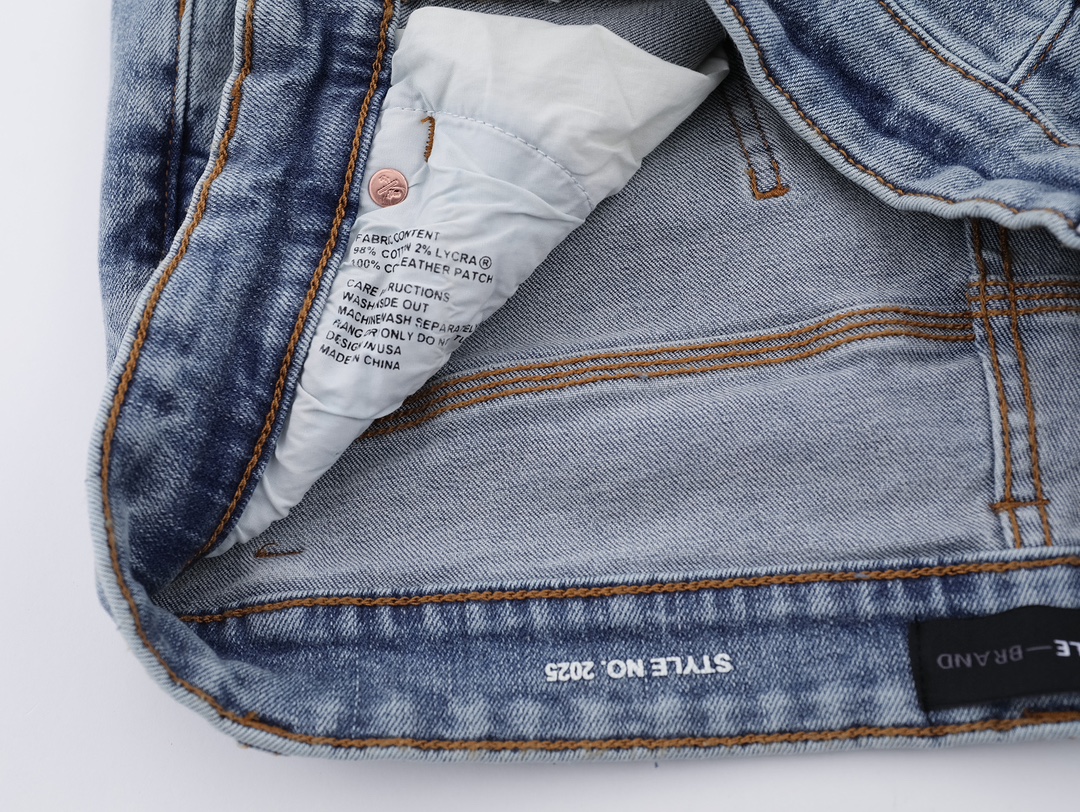 High-End PURPLE-BRAND Zipper-Cracked Jeans: Quality Stereo Cutting, Unique Detail, American Style. - 图片 5