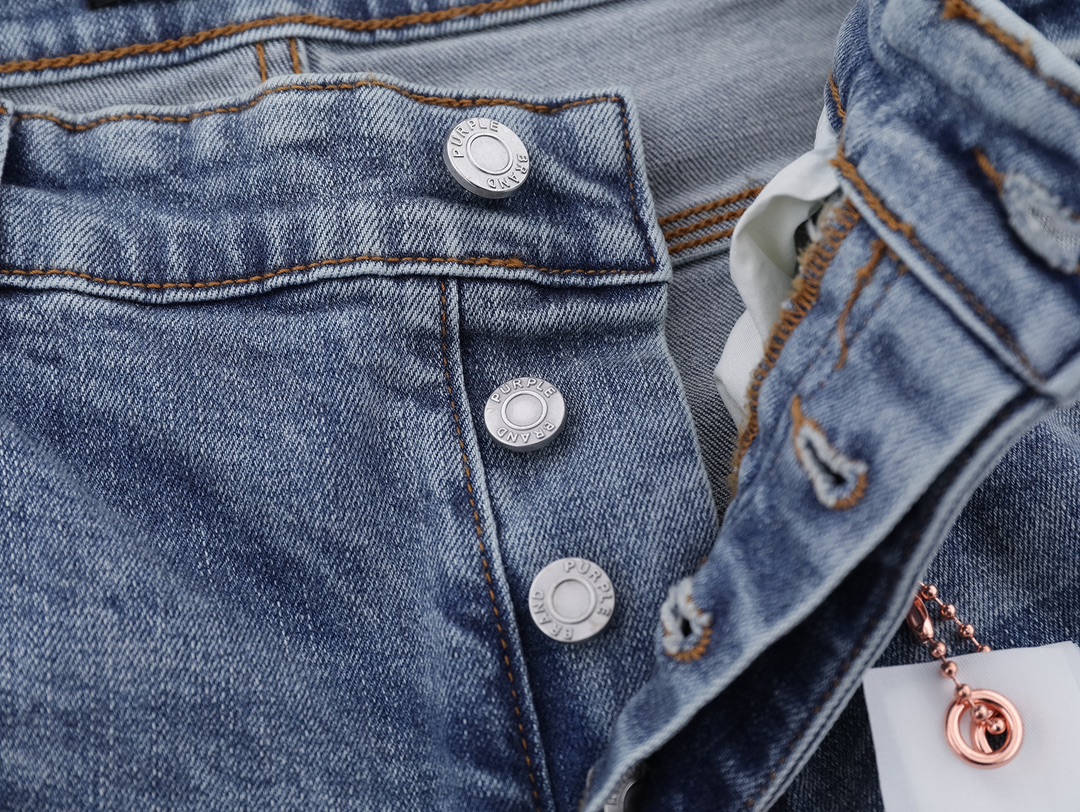 High-End PURPLE-BRAND Zipper-Cracked Jeans: Quality Stereo Cutting, Unique Detail, American Style. - 图片 7