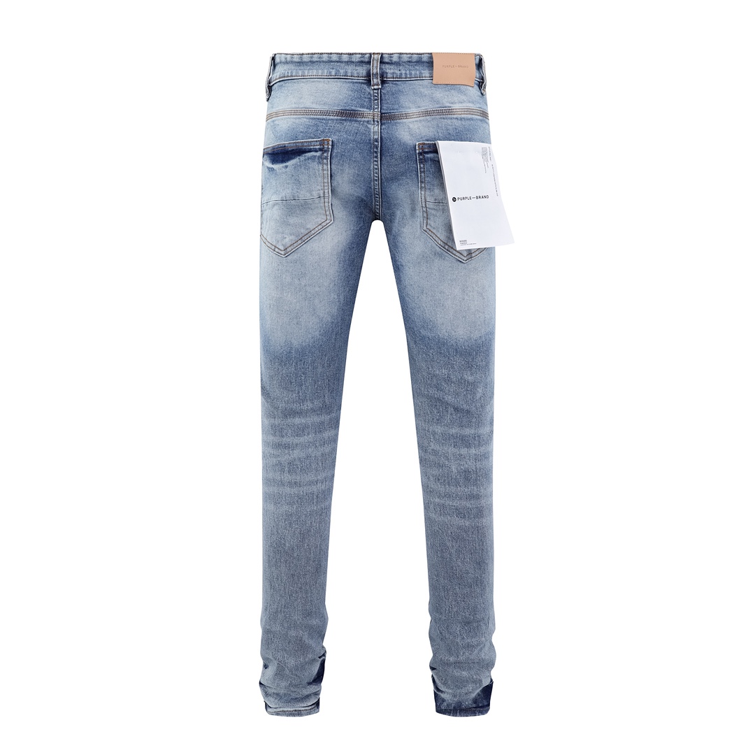 High-End PURPLE-BRAND Zipper-Cracked Jeans: Quality Stereo Cutting, Unique Detail, American Style. - 图片 3