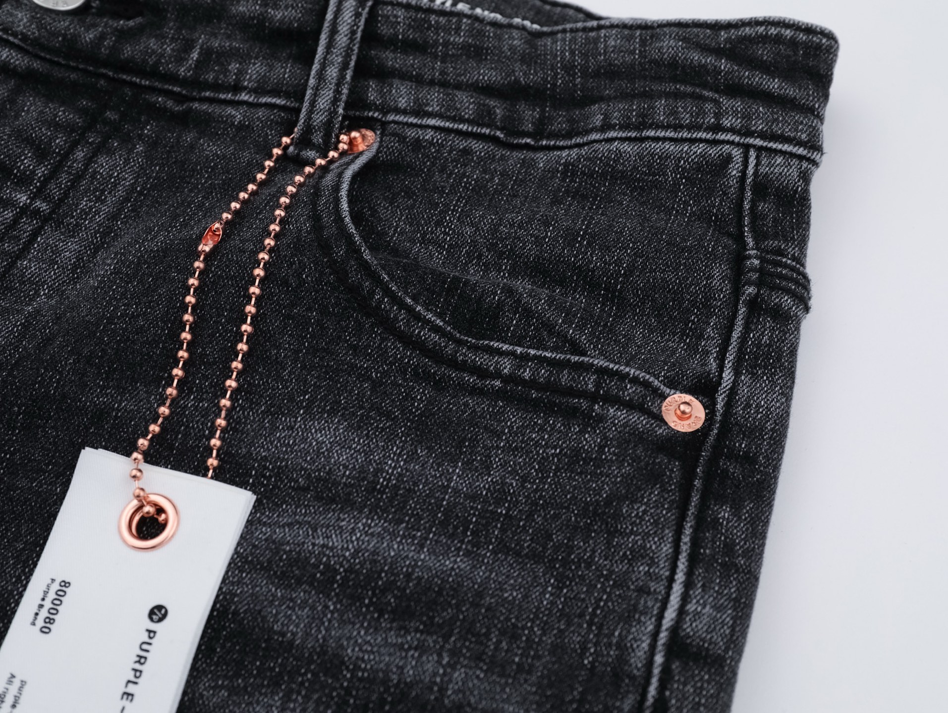LDB PB116# PURPLE-BRAND Jeans: High-End Quality, American Style, Limited Edition, Black Color. - 图片 8