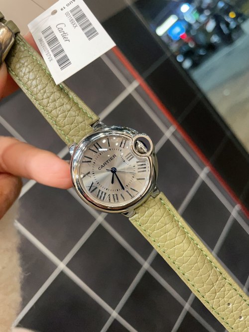 Cartier Ballon Bleu 33mm Quartz Watch, Stainless Steel Case with Olive Green Strap 1 Cartier Ballon Bleu 33mm Quartz Watch, Stainless Steel Case with Olive Green Strap