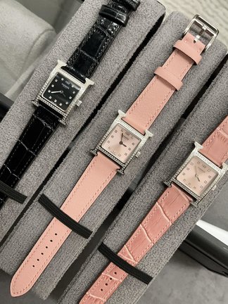 Online From China Hermes Watch Pink Calfskin Cowhide