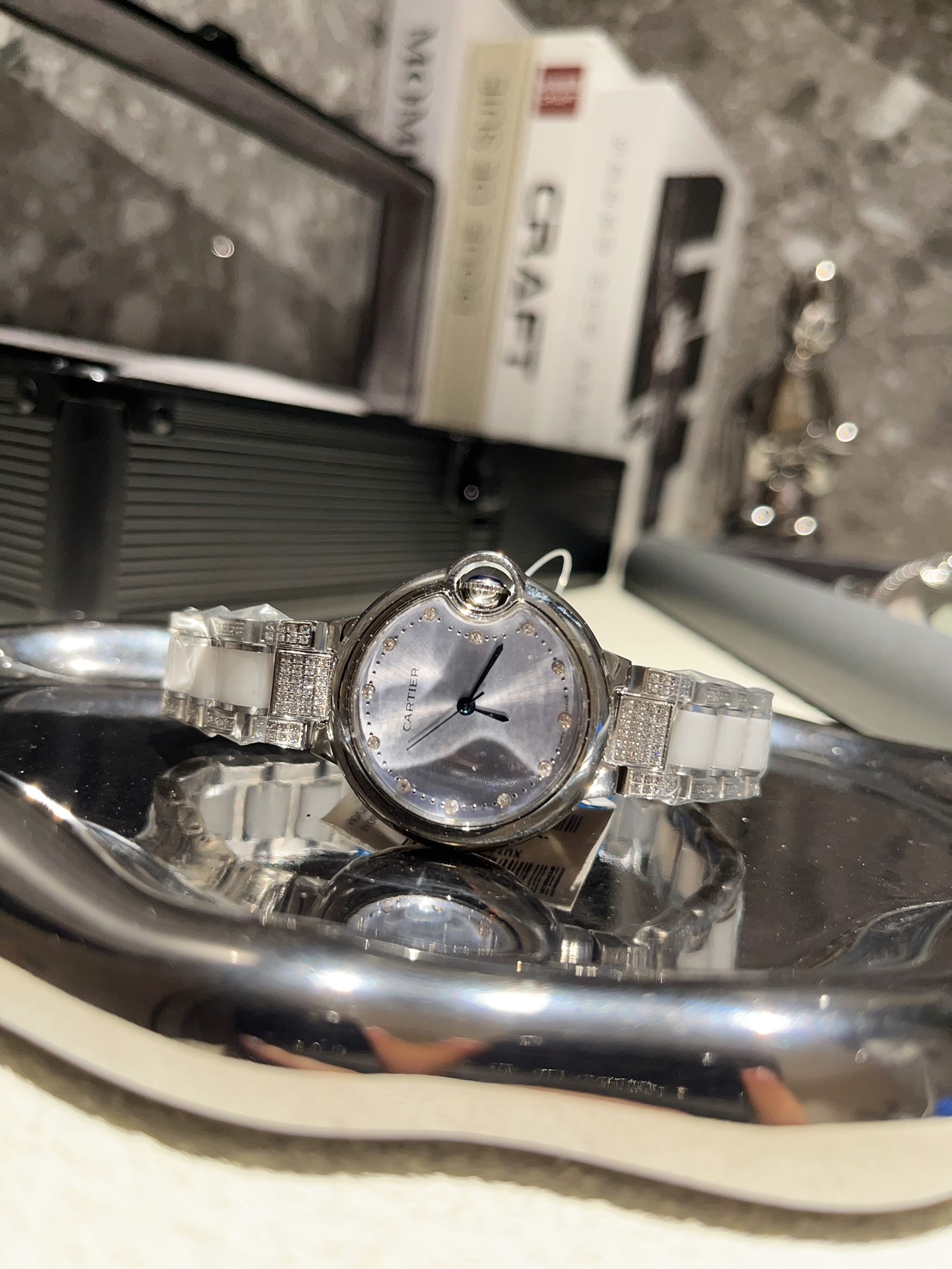 Cartier Zegarek Niebieski Biały Zestaw diamentów