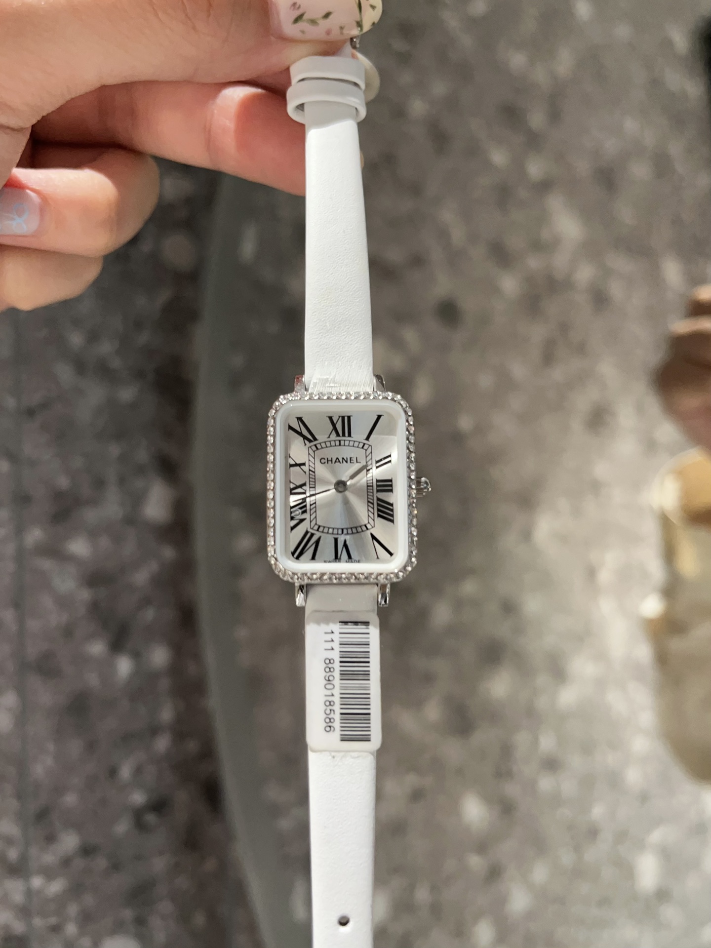 Chanel Premiere silver case, diamond bezel, white dial, white strap 20mm Women's Quartz