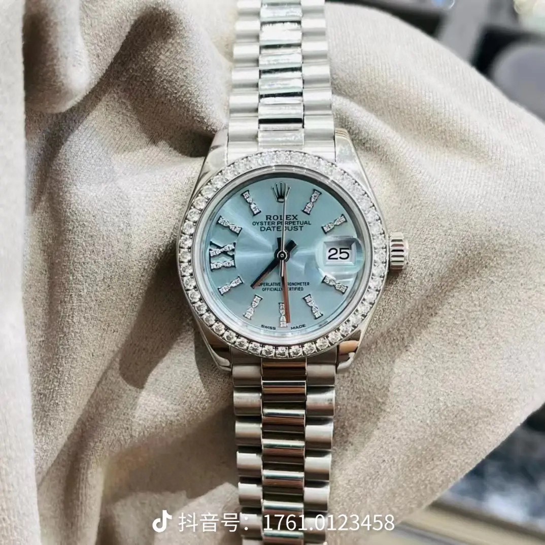 Luxury Women’s Watch: White 360 Gold, Classic Design with Steel Belts and Crystal Diamonds - 图片 3