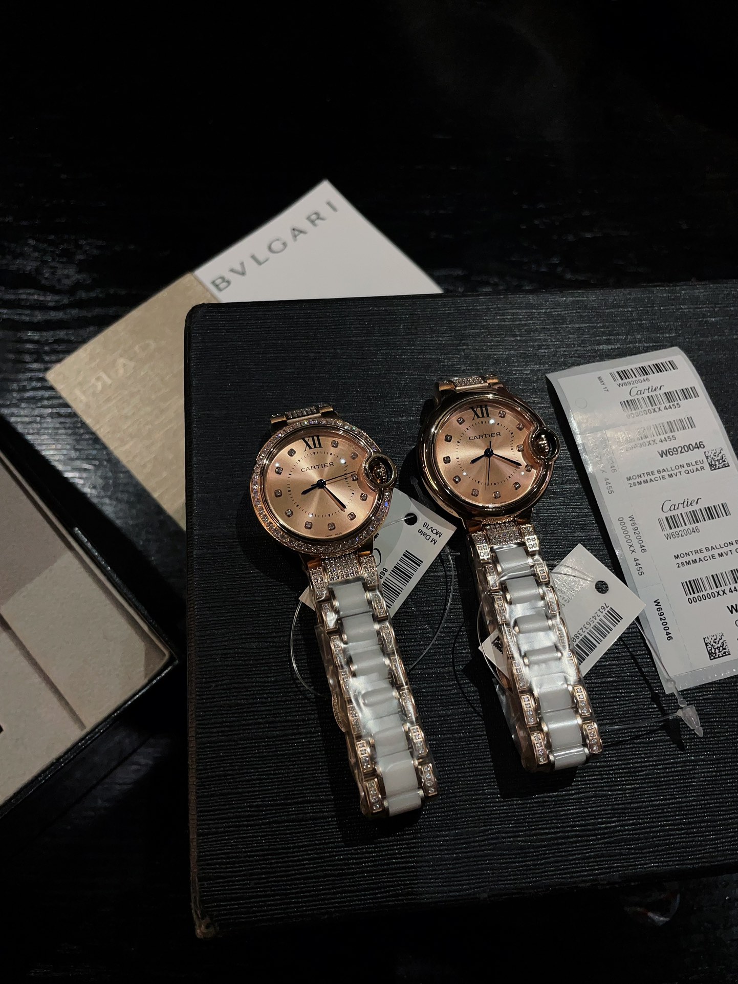 Cartier Ballon Bleu de Cartier rose gold case and bezel, rose gold dial, white ceramic and rose gold bracelet 28mm Women's Quartz