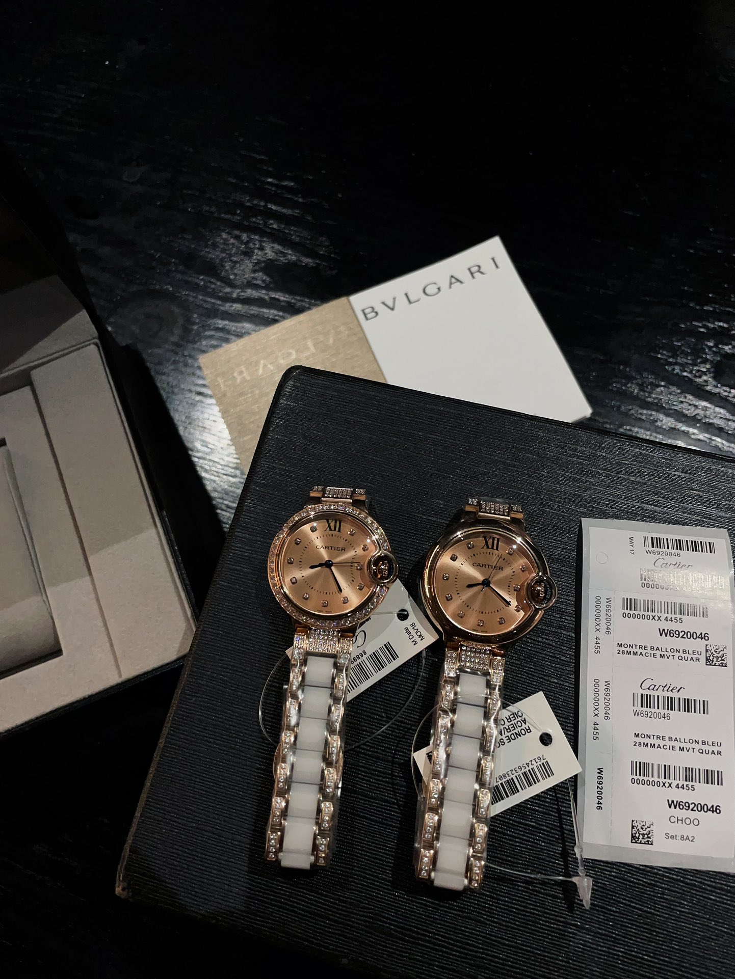 Cartier Ballon Bleu de Cartier rose gold case and bezel, rose gold dial, white ceramic and rose gold bracelet 28mm Women's Quartz