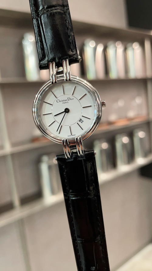 Dior Women's Watch with Black Leather Strap and Classic White Dial 1 Dior Women's Watch with Black Leather Strap and Classic White Dial