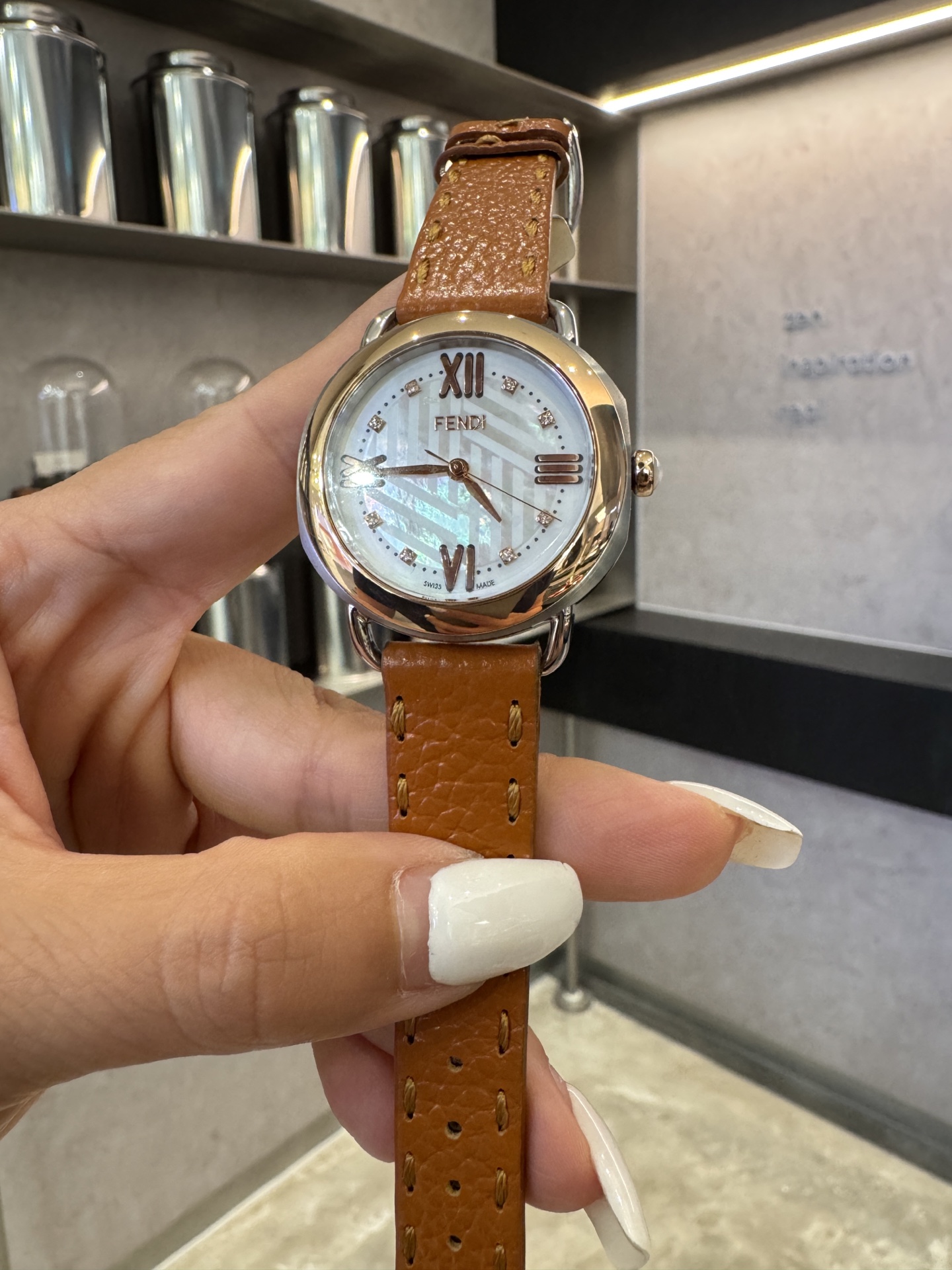 Fendi Selleria Women's Watch, 36mm, Brown Leather Strap, Swiss Quartz Movement