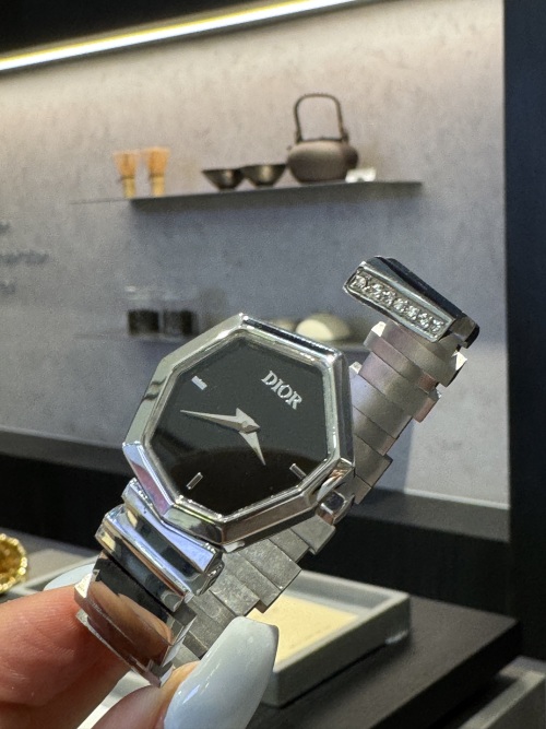 Dior Gem Dior Watch - Stainless Steel, Black Dial, Diamond-Set Bracelet 1 Dior Gem Dior Watch - Stainless Steel, Black Dial, Diamond-Set Bracelet
