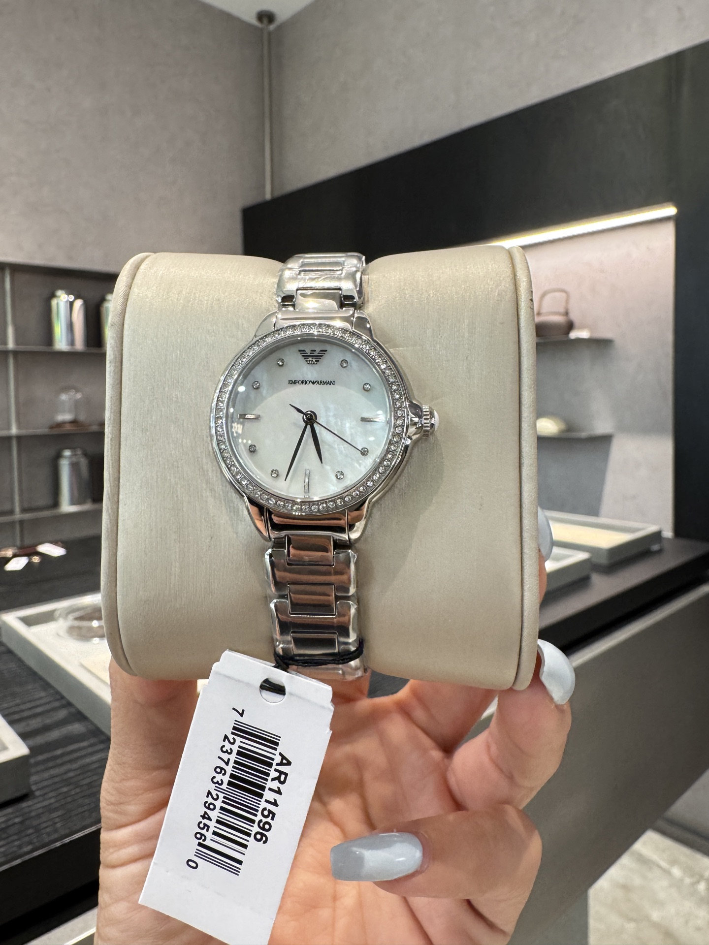 Armani Women's Quartz Watch AR11643 - Stainless Steel Band, Diamond Bezel