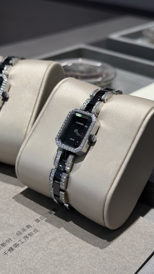 Chanel Première Ceramic Watch, Black and White, Diamond-set Bezel, 21 x 26 mm 1 Chanel Première Ceramic Watch, Black and White, Diamond-set Bezel, 21 x 26 mm